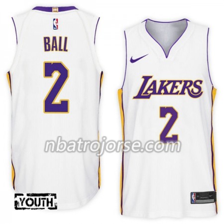 Barn Los Angeles Lakers Tröja Lonzo Ball 2 Nike 2017-18 Vit Swingman